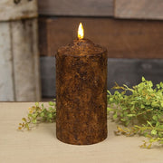 Burnt Mustard Flicker Flame Timer Cake Pillar - 6"
