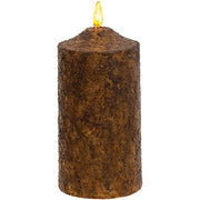 Burnt Mustard Flicker Flame Timer Cake Pillar - 6"
