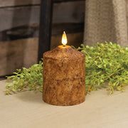 Burnt Ivory Flicker Flame Timer Cake Pillar - 4"