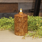 Burnt Ivory Flicker Flame Timer Cake Pillar - 5"