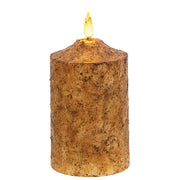 Burnt Ivory Flicker Flame Timer Cake Pillar - 5"