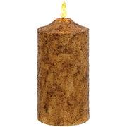 Burnt Ivory Flicker Flame Timer Cake Pillar - 6"
