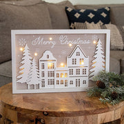 Merry Christmas LED Winter Village Frame