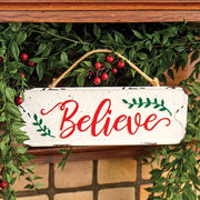 Distressed Metal "Believe" Street Sign Hanger