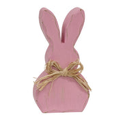 Distressed Chunky Wooden Pastel Bunny Sitter with Raffia Bow  (3 Count Assortment)