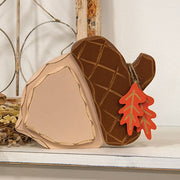 Distressed Chunky Wooden Acorn with Leaves Sitter