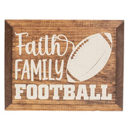 Faith Family Football Wooden Sign - 9" x 12"