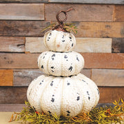 Distressed White Metal Triple Stack Pumpkin - 18 In H