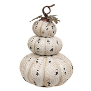 Distressed White Metal Triple Stack Pumpkin - 18 In H