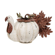 Distressed Metal Turkey Pumpkin with Lid