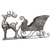 Hammered Distressed Metal Deer with Sleigh - 17"H