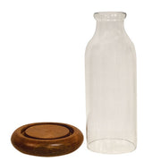 Glass Bottle on Wooden Base - 9.25"H (Set of 2)