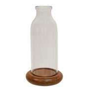 Glass Bottle on Wooden Base - 9.25"H (Set of 2)