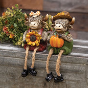 Resin Dangle Leg Harvest Highland Sitter  (2 Count Assortment)