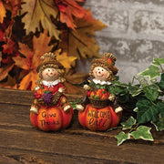Resin Fall Bounty Scarecrow on Pumpkin Figure  (2 Count Assortment)