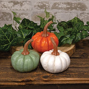 Resin Carved Look Pumpkin - 5"H  (3 Count Assortment)