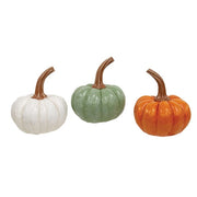 Resin Carved Look Pumpkin - 5"H  (3 Count Assortment)