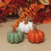 Resin Carved Look Pumpkin - 2.5"H  (3 Count Assortment)