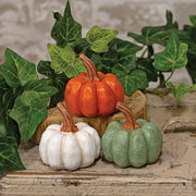 Resin Carved Look Pumpkin - 2.5"H  (3 Count Assortment)