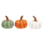 Resin Carved Look Pumpkin - 2.5"H  (3 Count Assortment)