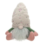 Spring Embroidered Floral Hat Sitting Gnome - 12.5"H