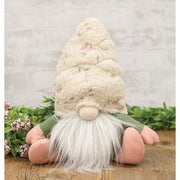 Spring Embroidered Floral Hat Sitting Gnome - 12.5"H