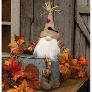 Dangle Leg Scarecrow Gnome with Crow Hat