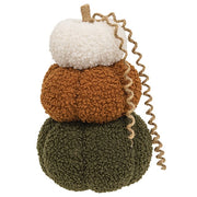 White - Burnt Orange - & Green Stuffed Pumpkin Stack