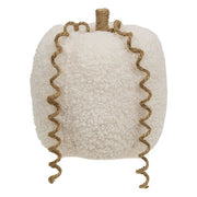 White Plush Medium Pumpkin with Jute Vines - 5.5"H