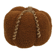 Burnt Orange Plush Pumpkin with Jute Vines - 7.25"H