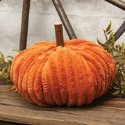 Orange Ribbed Plush Large Pumpkin