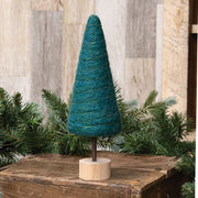 Dark Green Felted Wood Tree - 12"H