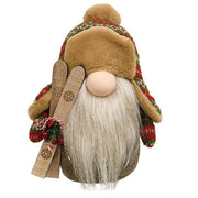 Green Nordic Knit Gnome with Skiis