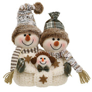 Cozy Brown Snowman Family
