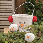 Bucket of Fuzzy Snowball Ornaments (Set of 8)