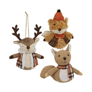 Plush Woodland Animal Ornament  (3 Count Assortment)