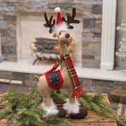 Standing Smiling Reindeer with Plaid Scarf