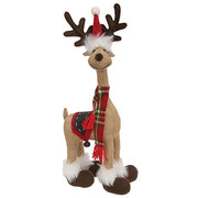 Standing Smiling Reindeer with Plaid Scarf