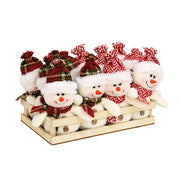Plush Plaid and Chevron Snowmen with Crate (Set of 12)