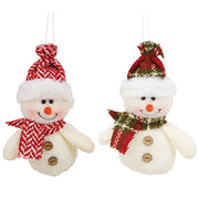 Plush Plaid and Chevron Snowmen with Crate (Set of 12)