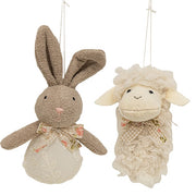 Bunny and Sheep Ornament  (2 Count Assortment)