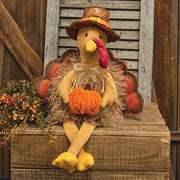 Plush Dangle Leg Fluffy Turkey with Pumpkin