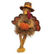 Plush Dangle Leg Fluffy Turkey with Pumpkin