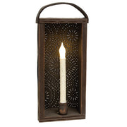 Wood & Punched Tin Candle Lantern