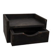 Distressed Wood Java Box with Drawer - Black