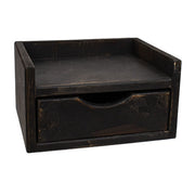 Distressed Wood Java Box with Drawer - Black