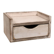 Distressed Wood Java Box with Drawer - White
