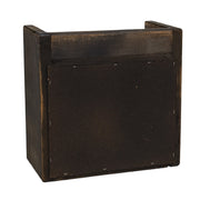 Distressed Wood Cresset Box with Chicken Wire - Black
