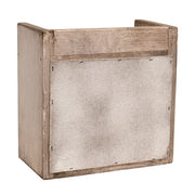 Distressed Wood Cresset Box with Chicken Wire - White