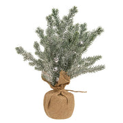Snowy Silver Bells Pine Tree in Burlap Base - 12"H